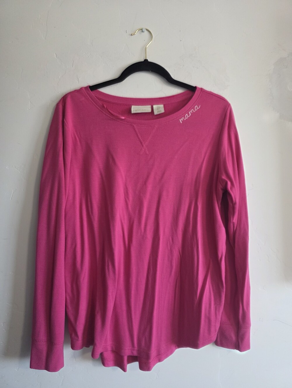 Cynthia Rowley Mama Hot Pink Long-Sleeve Crewneck Top